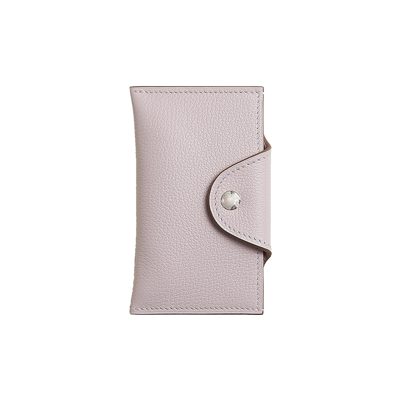 商品Hermes|爱马仕24新款 女士淡紫色小牛皮按扣翻盖薄款卡包 H084986CK09,价格¥4350,第6张图片详细描述