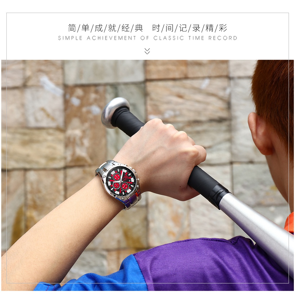 商品[国内直发] MLB|MLB潮牌个性创意男士手表 多功能防水 绿表盘手表MLB-FX007,价格¥588,第10张图片详细描述