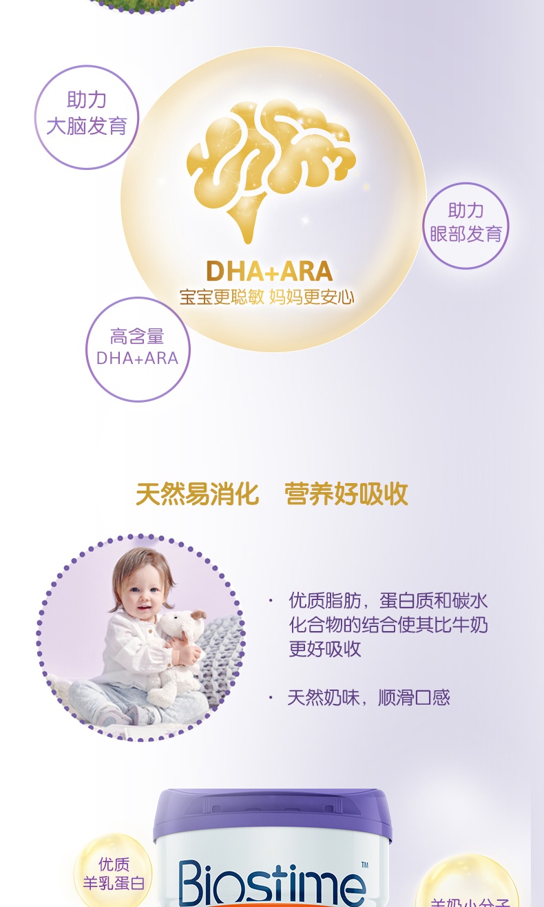 商品Biostime|澳版Biostime合生元 婴幼儿羊奶粉 3段 800g/罐（澳洲直邮发货）,价格¥480,第4张图片详细描述