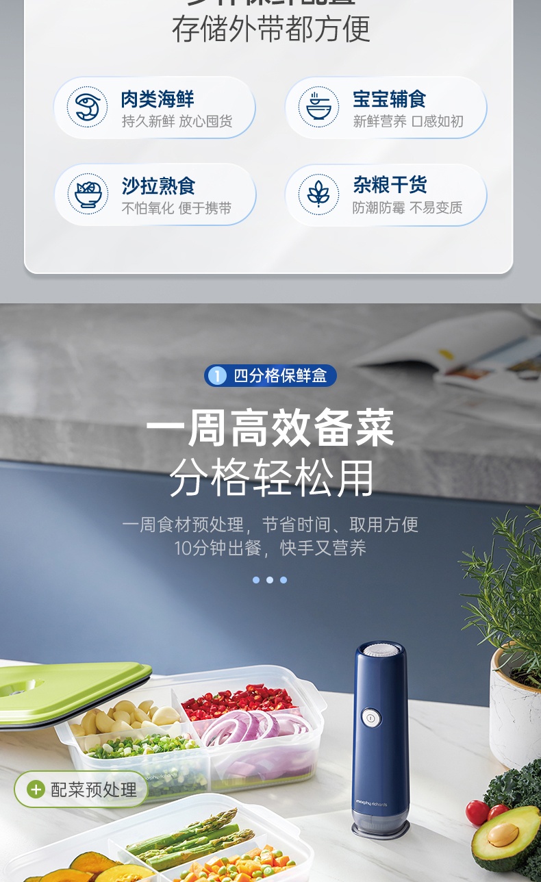商品[国内直发] Morphy Richards|无线真空保鲜机自动真空机保鲜盒MR1119冰箱收纳密封小型家用,价格¥379,第15张图片详细描述