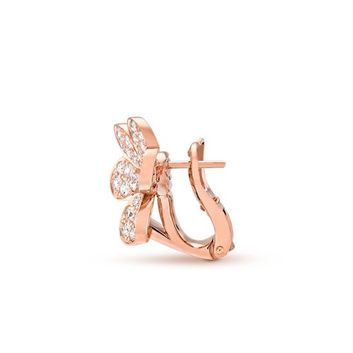 商品Van Cleef & Arpels| Van Cleef & Arpels/梵克雅宝 Frivole系列 小号款18K金玫瑰金镶嵌88颗钻石三叶草耳钉VCARP7RM00,价格¥142417,第3张图片详细描述