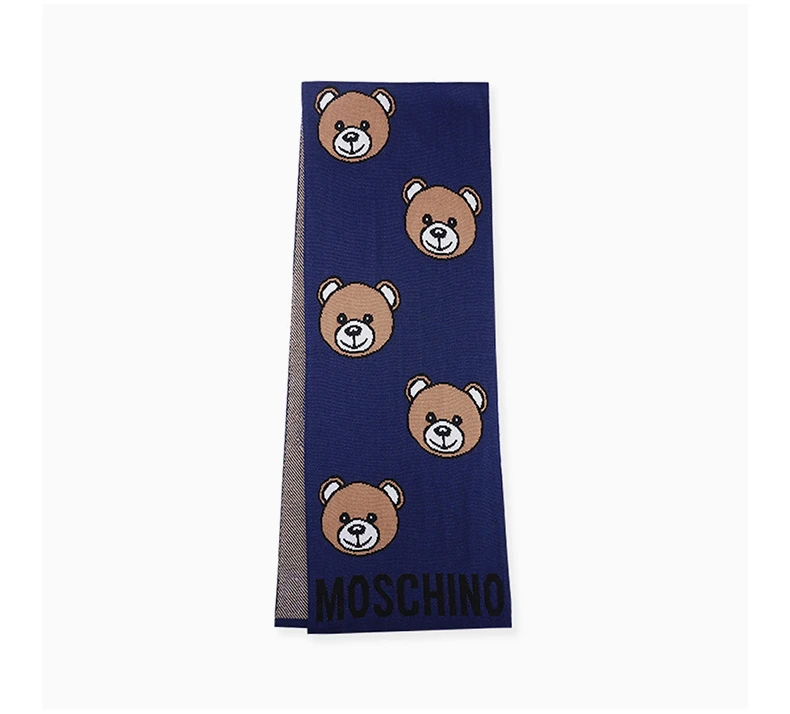 商品Moschino|MOSCHINO 男女同款藏蓝色羊毛+腈纶大只熊披肩/围巾 30571-M2164-013,价格¥394,第3张图片详细描述