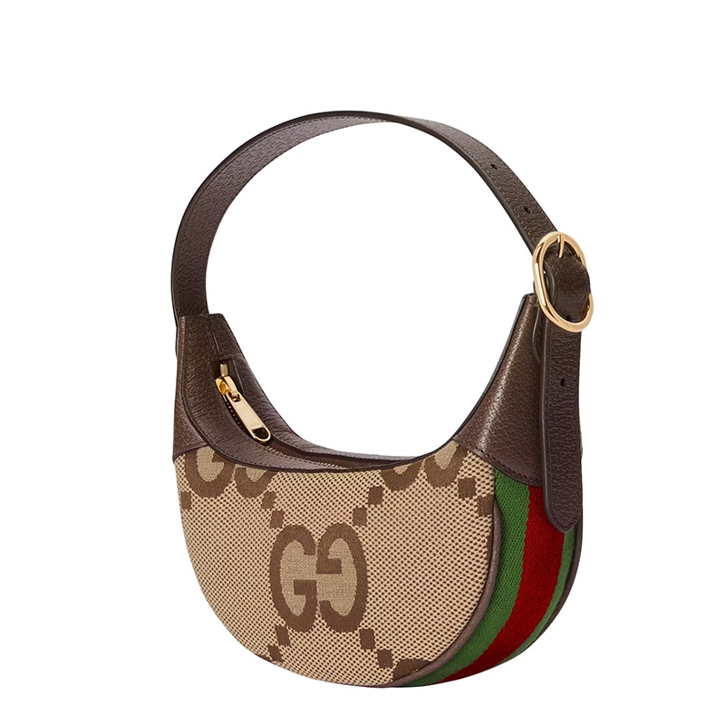 商品Gucci|GUCCI/古驰 22春夏新款Ophidia系列 女士迷你驼色乌木色超级老花帆布红绿织带腋下单肩包658551UKMDG2570,价格¥7297,第3张图片详细描述