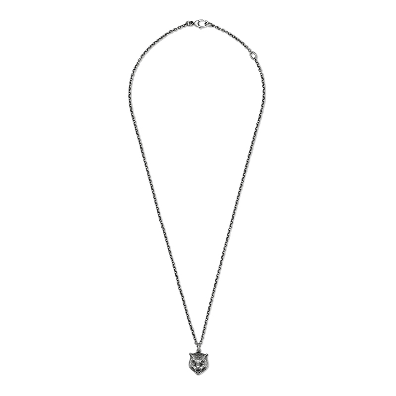 商品Gucci|GUCCI/古驰 925银猫头吊坠龙虾扣项链,价格¥2852,第2张图片详细描述