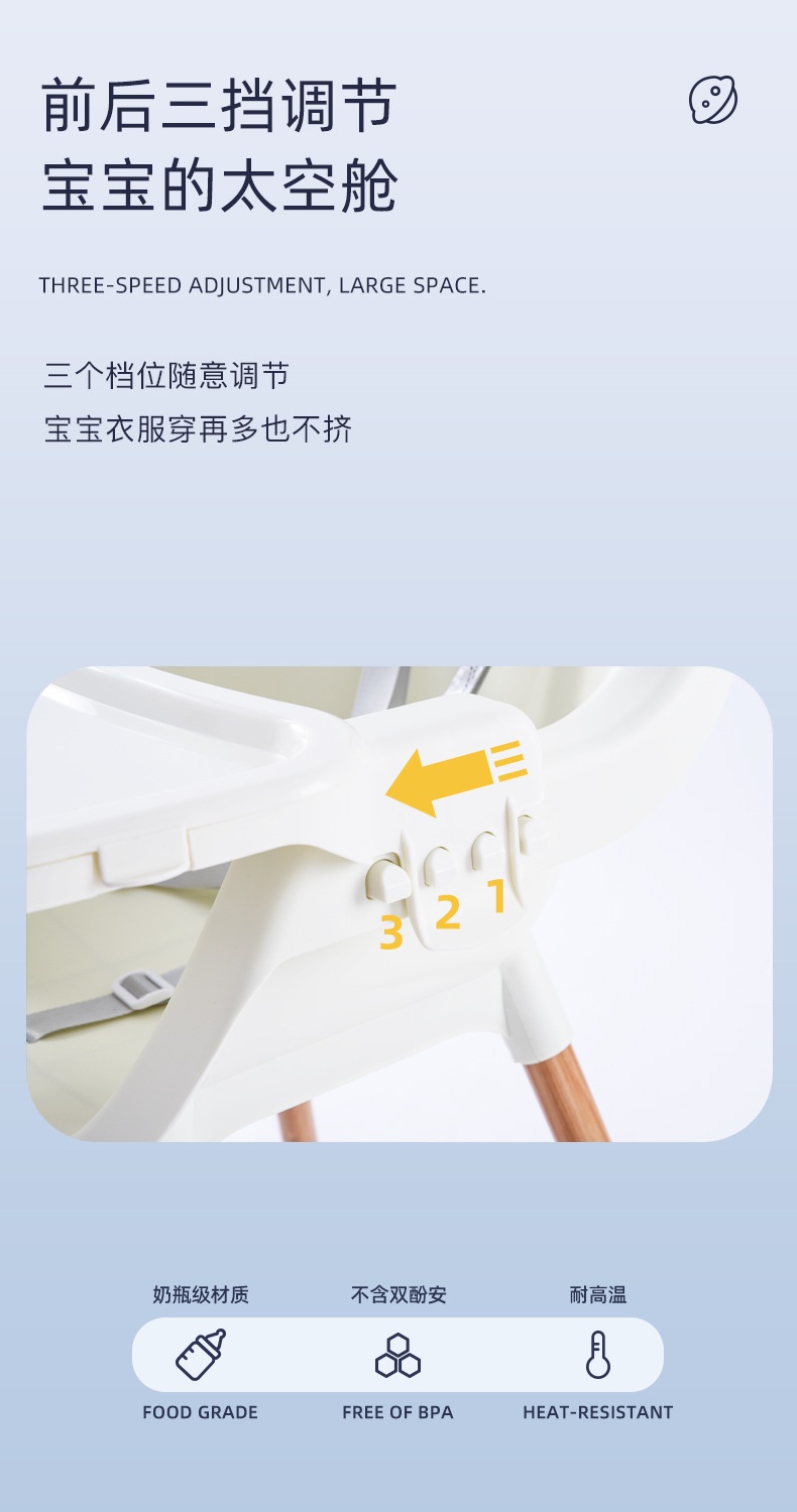 商品[国内直发] YeeCollene|易可邻 宝宝餐椅儿童餐椅多功能可折叠便携式大号婴儿椅子吃饭餐桌椅座椅,价格¥563,第3张图片详细描述