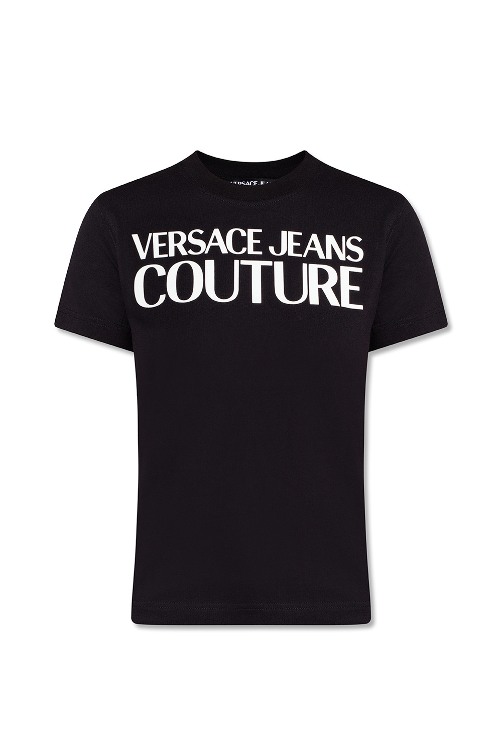 商品[国内直发] Versace|VERSACE JEANS 女士黑色棉质半袖圆领T恤 72HAHT02-CJ00O-899,价格¥379,第1张图片详细描述