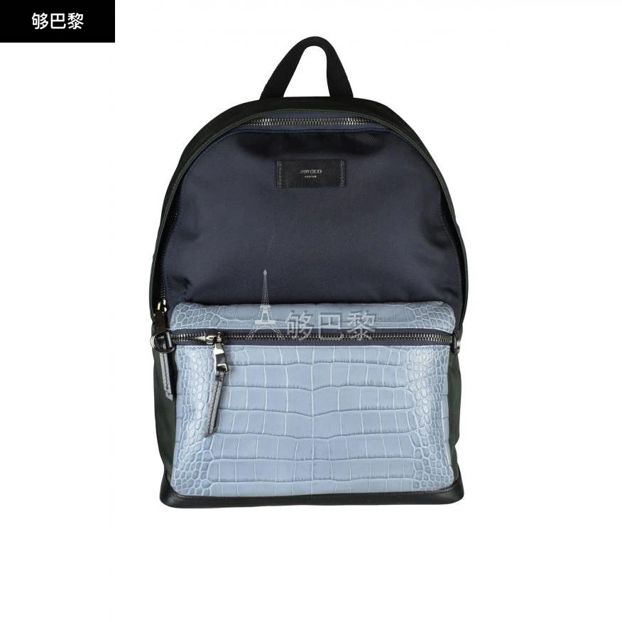 商品Jimmy Choo|【特惠6.8折】【预售】 男士 双肩包 Wilmer backpack 6769 WILMER TOILE IMPRIME BLEU NOIR ,价格¥7582,第2张图片详细描述