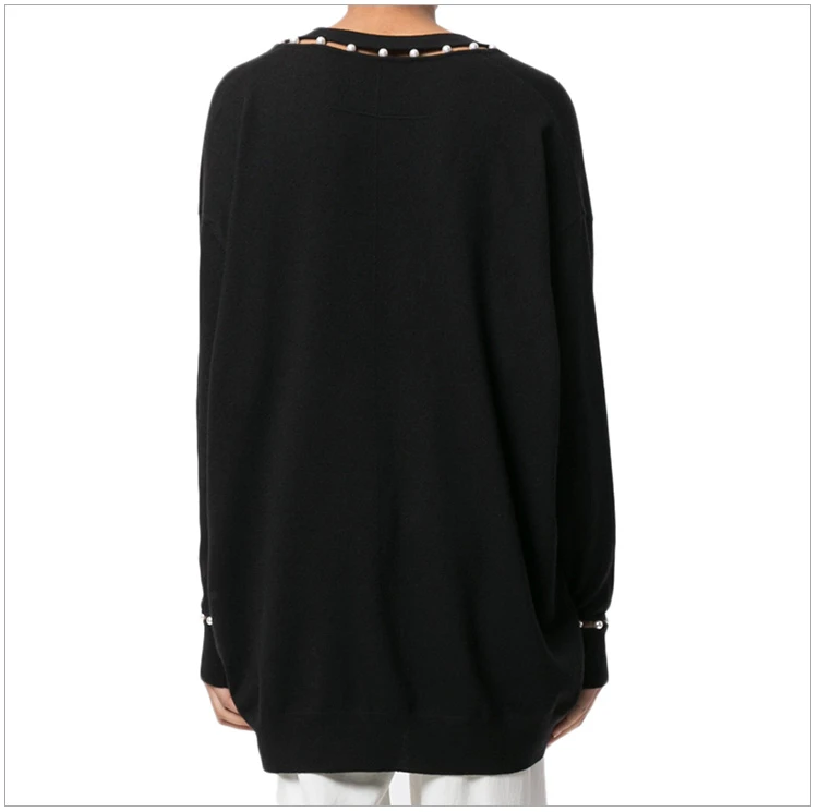 商品[国内直发] Givenchy|Givenchy 纪梵希 黑色羊毛丝羊绒V领女士长袖上衣 17X7845502-001,价格¥4919,第18张图片详细描述