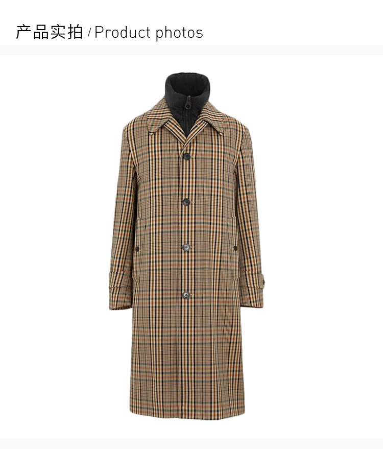 商品[国内直发] Burberry|BURBERRY 格纹男士大衣 8004874,价格¥11885,第4张图片详细描述