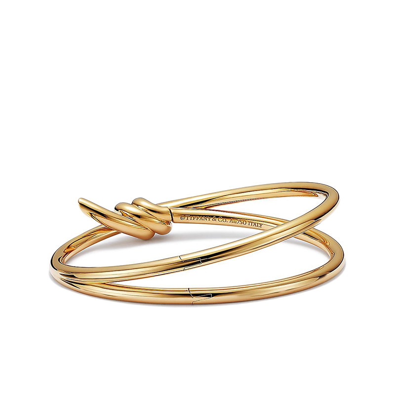 商品Tiffany & Co.|  Tiffany & Co./蒂芙尼 22春夏新款 Knot系列 18K金 黄金色 绳结双行铰链手镯GRP11998,价格¥70827,第3张图片详细描述