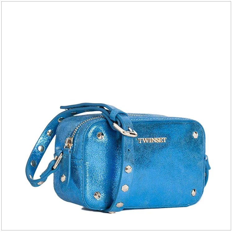 商品[国内直发] TWINSET|TWINSET 女士蓝色牛皮拼涤纶里衬斜挎包 OS8TBN-02403,价格¥350,第5张图片详细描述