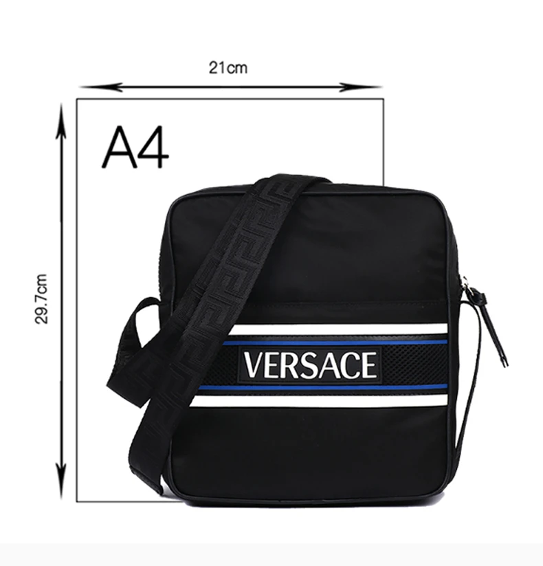 商品Versace|VERSACE 范思哲 男士黑灰色尼龙公文包单肩印花斜挎包 DL27418-DNYNV-D41P,价格¥2617,第8张图片详细描述