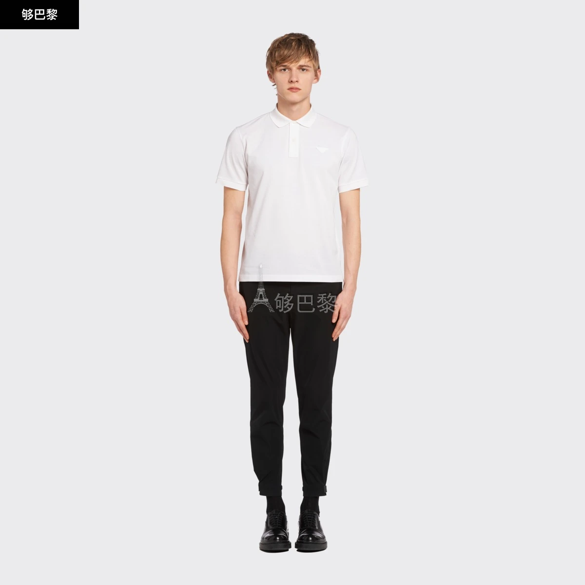 商品Prada|【预售】 普拉达 24秋冬 男士 短袖polo 珠地棉Polo衫 UJN444_XGS_F0009_S_181,价格¥5019,第4张图片详细描述