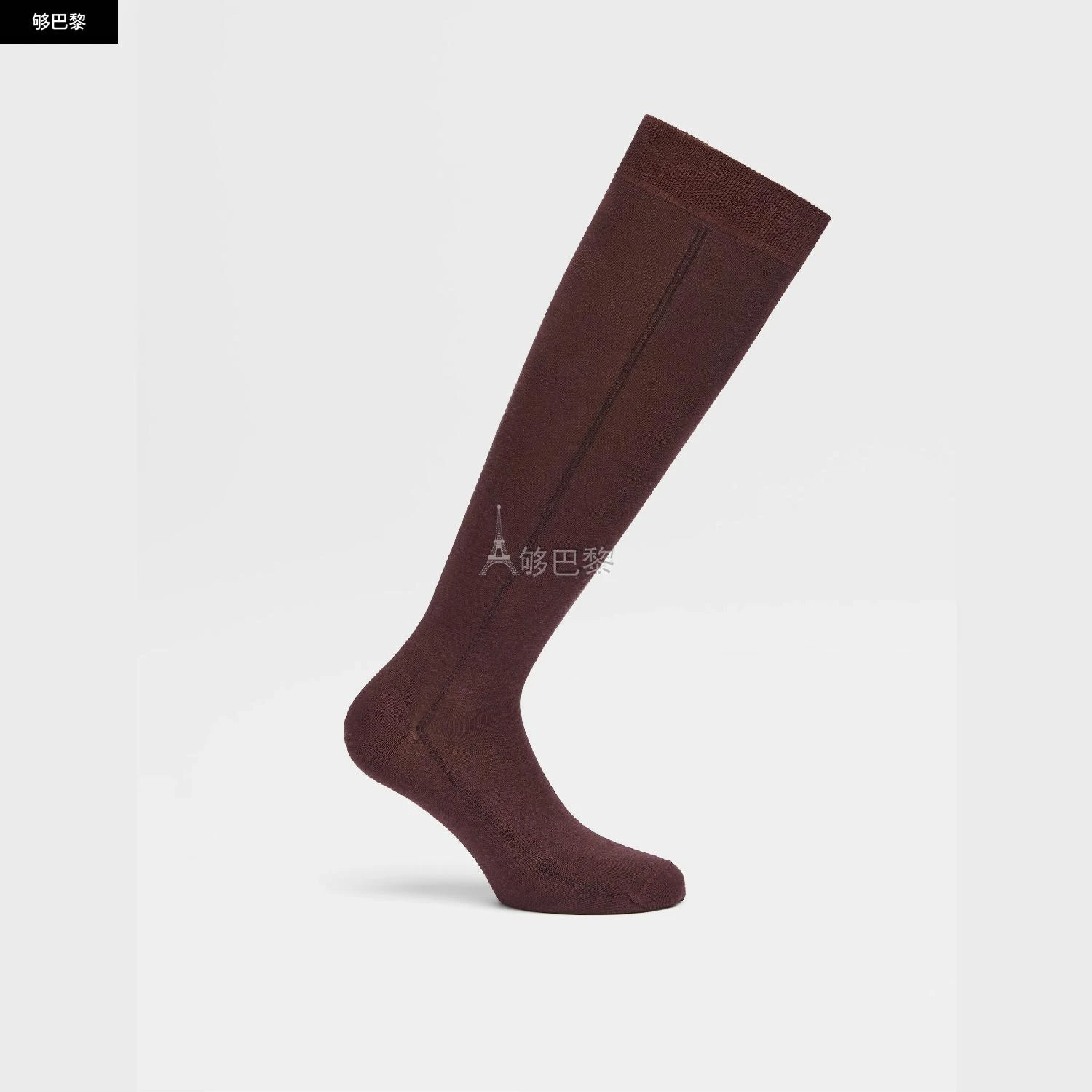 商品Zegna|包邮包税【预售7天发货】 ZEGNA杰尼亚 23秋冬 男士 袜子 BURGUNDY LYOCELL BLEND BAGUETTE MID CALF SOCKS N5V40-571-602,价格¥557,第6张图片详细描述