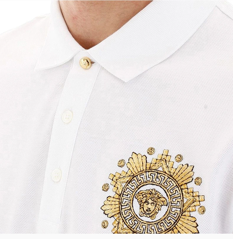 商品Versace|VERSACE 范思哲 男士白色棉POLO衫 A85111-A231240-A2088,价格¥2378,第9张图片详细描述