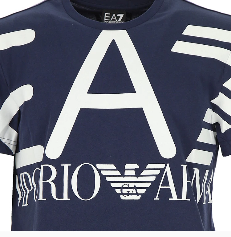 商品Emporio Armani|Emporio Armani 安普里奥 阿玛尼 男士深蓝色LOGO印花图案短袖T恤 3ZPT39-PJ30Z-1554,价格¥480,第7张图片详细描述