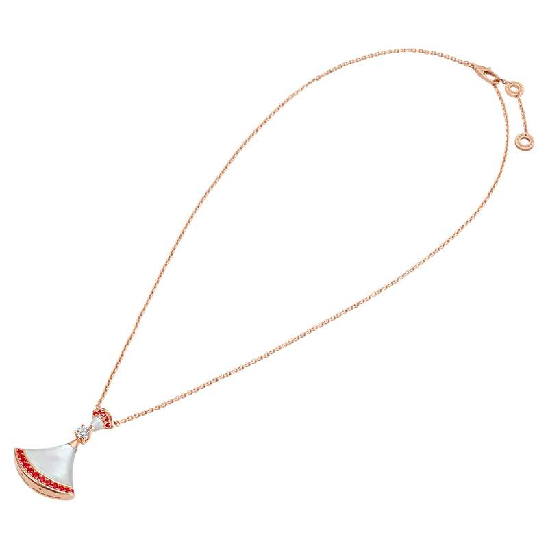 商品BVLGARI|  BVLGARI/宝格丽 DIVAS’ DREAM系列 18k金玫瑰金满密钉红宝石钻石项链358122,价格¥39813,第3张图片详细描述