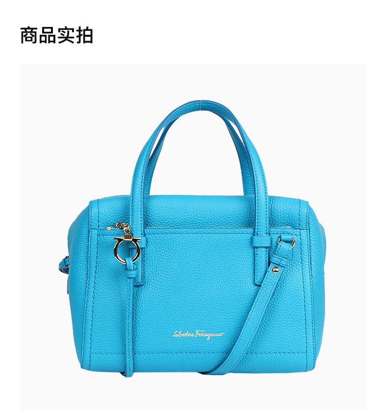 商品[国内直发] Salvatore Ferragamo|Salvatore Ferragamo 菲拉格慕 女士ADDY系列蓝色牛皮荔枝纹手提单肩斜挎休闲包 21-F565-0656475,价格¥4447,第2张图片详细描述