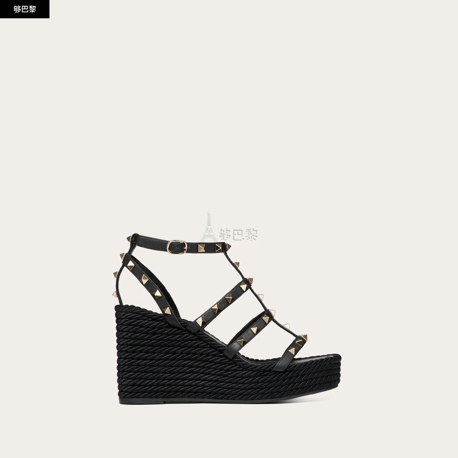 商品Valentino|【预售】 华伦天奴 25春夏 女士 坡跟鞋 SANDALES COMPENSÉES ROCKSTUD À BRIDES EN VEAU. TALON : 95 MM 4W2S0F95BAE_0NO ,价格¥6855,第4张图片详细描述