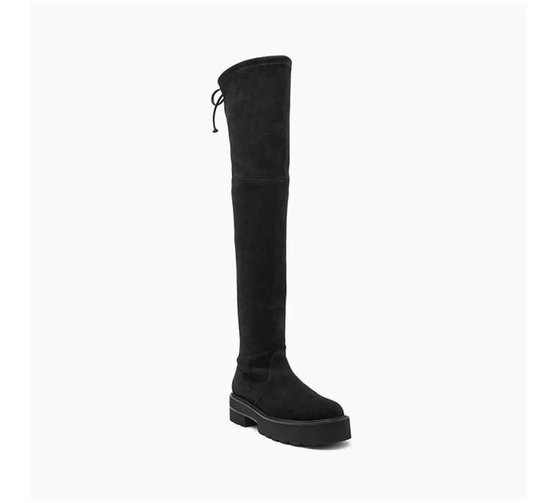 商品Stuart Weitzman|STUART WEITZMAN 黑色女士过膝长靴 LOWLAND-ULTRAL-SUEDE-BLACK,价格¥2578,第4张图片详细描述