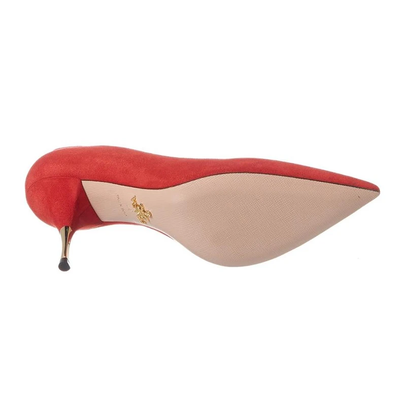 商品Prada|PRADA 女士红色绒面革尖头高跟鞋 1I573L-008-F0011,价格¥3293,第2张图片详细描述