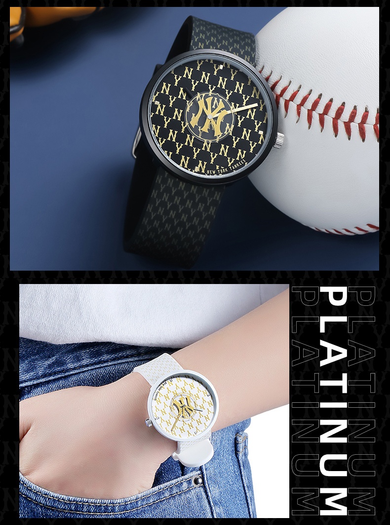 商品[国内直发] MLB|MLB美职棒 2021新款纽约街头嘻哈 时尚潮流硅胶情侣石英手表大表盘NY600,价格¥340,第6张图片详细描述