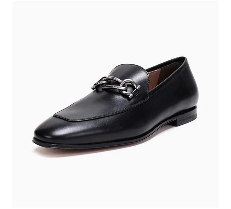 商品Salvatore Ferragamo|SALVATORE FERRAGAMO 男士黑色牛皮乐福鞋皮鞋 0696061,价格¥2195,第5张图片详细描述