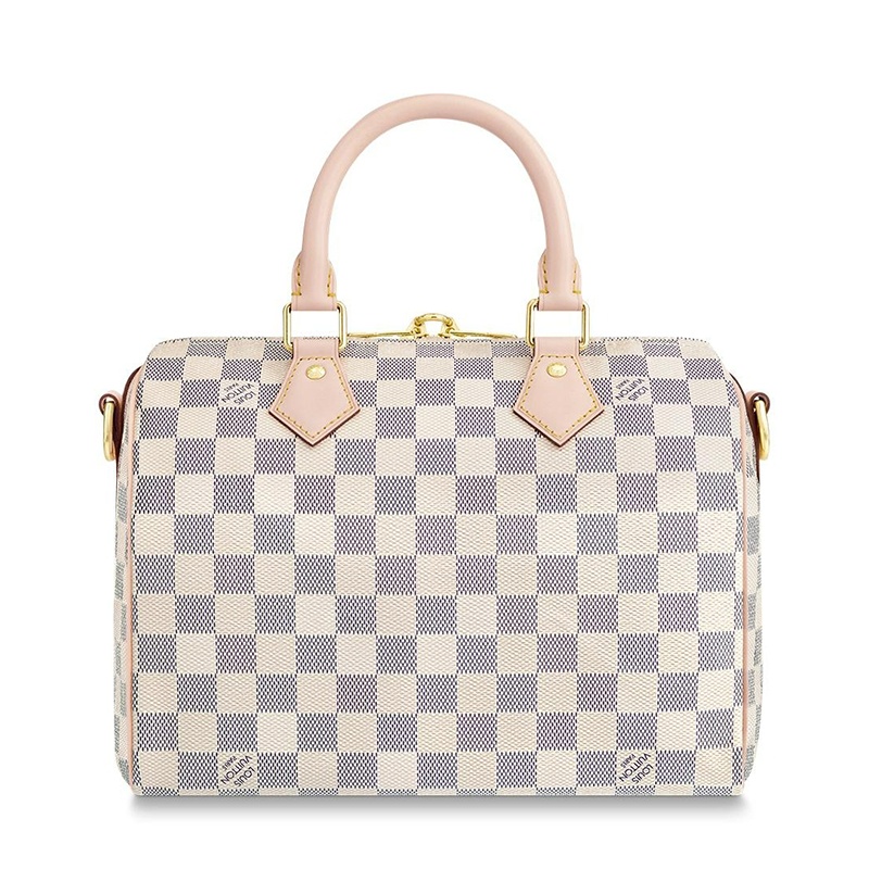 商品Louis Vuitton|预售10天 Louis Vuitton/路易威登 经典款SPEEDY 25系列 女士蓝白棋盘格帆布饰皮革滚边金扣配可拆卸肩带拉链开合单肩斜挎手提包N41374,价格¥12132,第5张图片详细描述