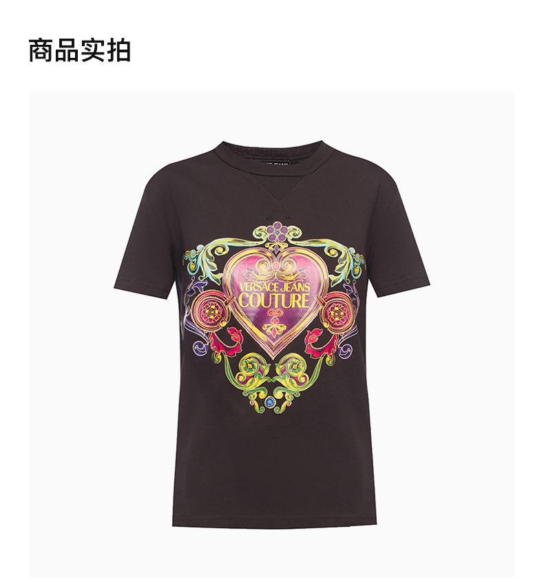 商品Versace|VERSACE JEANS 女士黑色棉质短袖圆领T恤 B2HVB7E0-30311-899,价格¥920,第8张图片详细描述