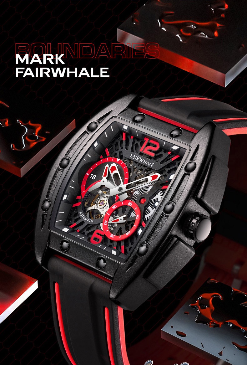 商品[国内直发] Mark Fairwhale|马克华菲潮牌品牌手表男士酒桶行运动机械表,价格¥527,第1张图片详细描述