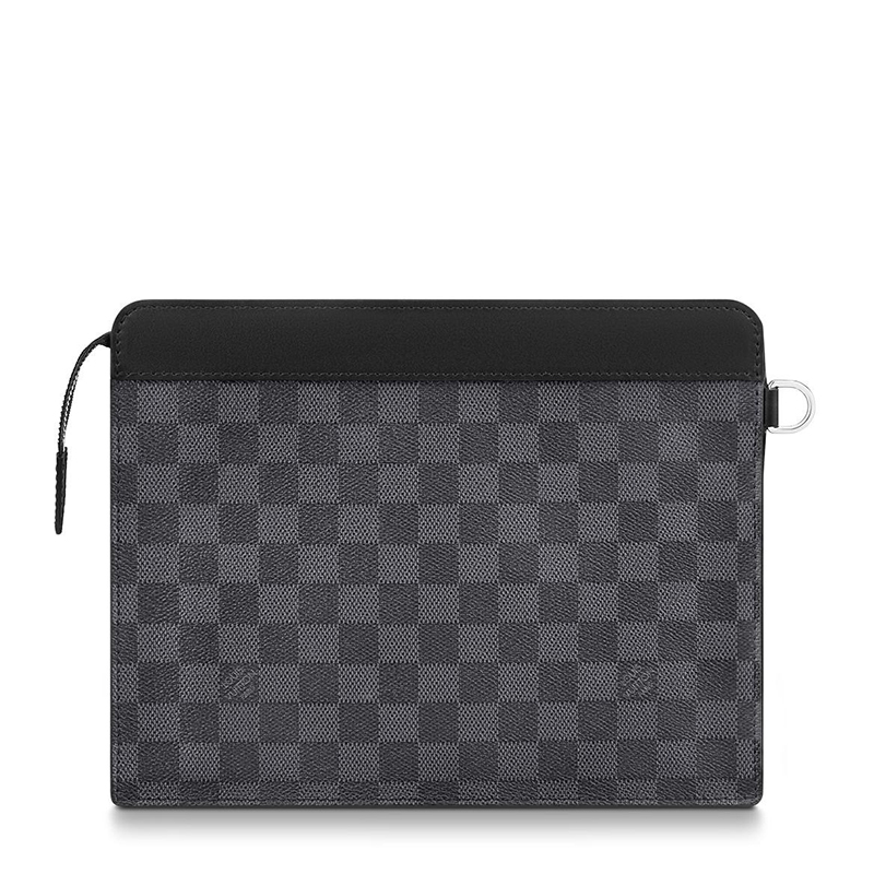 商品Louis Vuitton|预售十天 Louis Vuitton/路易威登 22春夏新款STANDING POUCH系列 男士黑色棋盘帆布配皮徽标印花银扣拉链开合手拿包N64612,价格¥8488,第5张图片详细描述