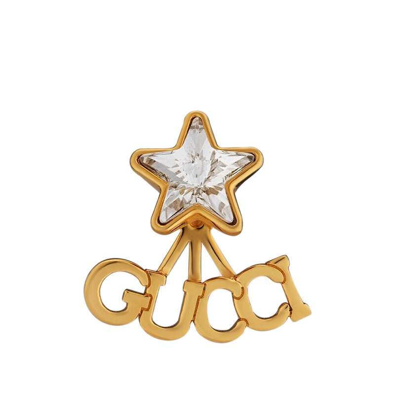 商品Gucci|GUCCI/古驰 金色金属手写体GUCCI水晶星星细节单边耳钉679076J1D508031,价格¥2384,第3张图片详细描述