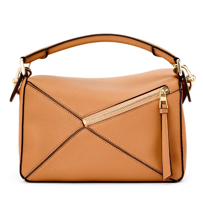 商品Loewe|【包税】LOEWE/罗意威 经典款Puzzle系列 女士小号浅焦糖色粒面小牛皮手提斜挎单肩包A510S21X67-3649,价格¥20272,第5张图片详细描述
