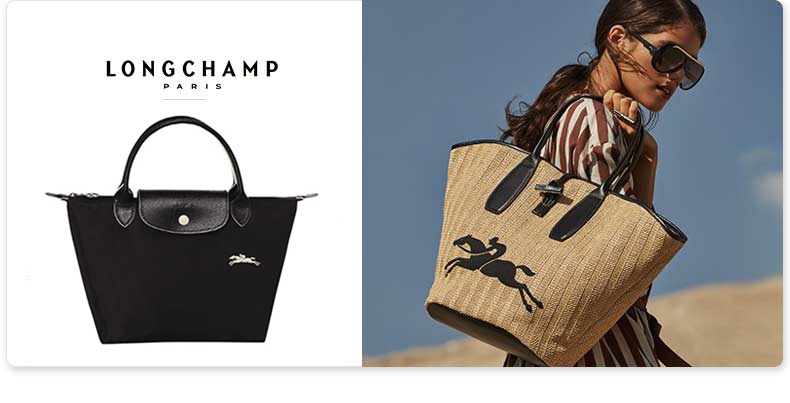商品Longchamp|LONGCHAMP 珑骧   女士织物中号短柄女包手提包 黑色 L1623619001,价格¥797,第1张图片详细描述