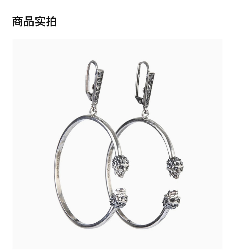 商品Alexander McQueen|ALEXANDER MCQUEEN 亚历山大·麦昆 女士银色耳钉 553659-J160Y-1177,价格¥1884,第4张图片详细描述