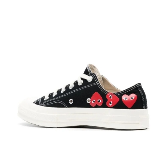 商品[国内直发] Comme des Garcons|ConversexCDG Play 帆布 圆头系带 低帮 板鞋 男女同款 黑色,价格¥1117,第5张图片详细描述