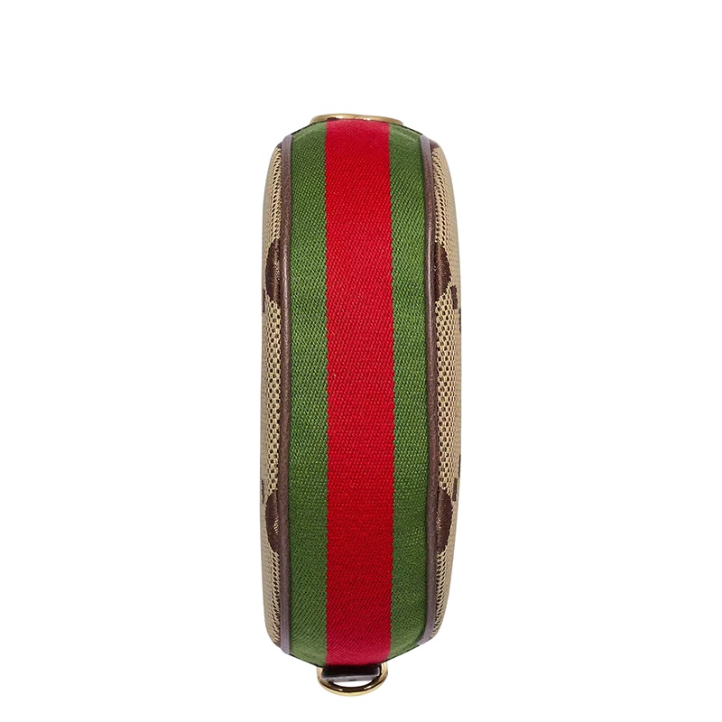 商品Gucci|GUCCI/古驰 22春夏新款Ophidia系列 女士迷你驼色乌木色超级老花帆布红绿织带腋下单肩包658551UKMDG2570,价格¥7297,第8张图片详细描述