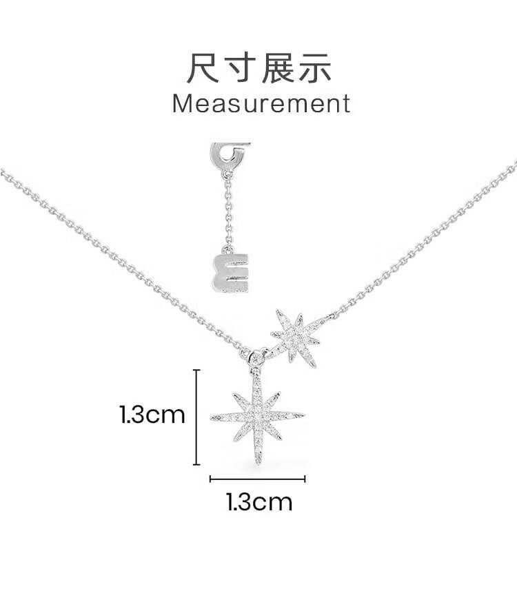 商品[国内直发] apm Monaco|apm MONACO 双流星baby六芒星项链女生毛衣链轻奢925银锁骨链AC6424OX 银色,价格¥768,第3张图片详细描述