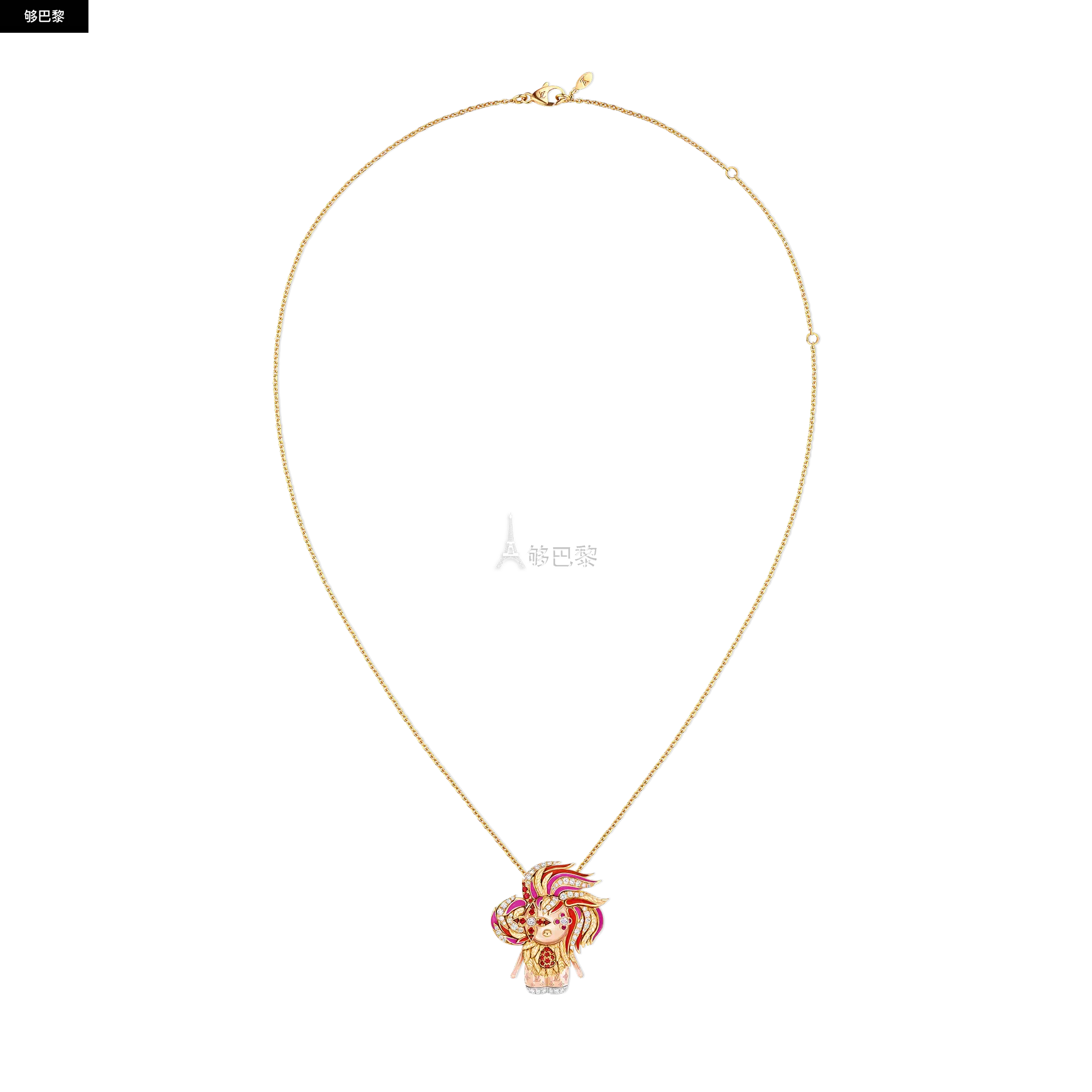 商品Louis Vuitton|【预售】 LV路易威登 25秋冬 女士 吊坠 VIVIENNE ROOSTER 18K 金漆面钻石彩色宝石项链 Q93981 ,价格¥455550,第6张图片详细描述