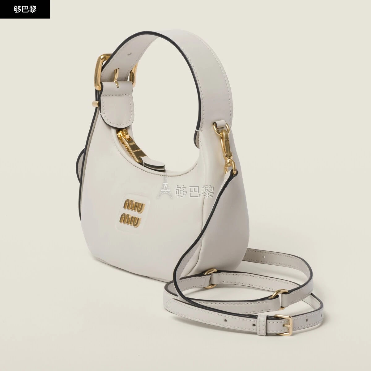 商品Miu Miu|【预售】 缪缪 24秋冬 女士 手提包 Sac hobo en cuir 5BP084_2E6Y_F0K74_V_OOO,价格¥12155,第4张图片详细描述