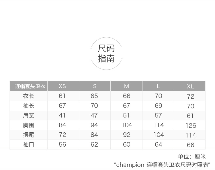 商品CHAMPION|冠军 草写logo加绒圆领百搭卫衣男女同款 GF88H-586MVA,价格¥330,第2张图片详细描述