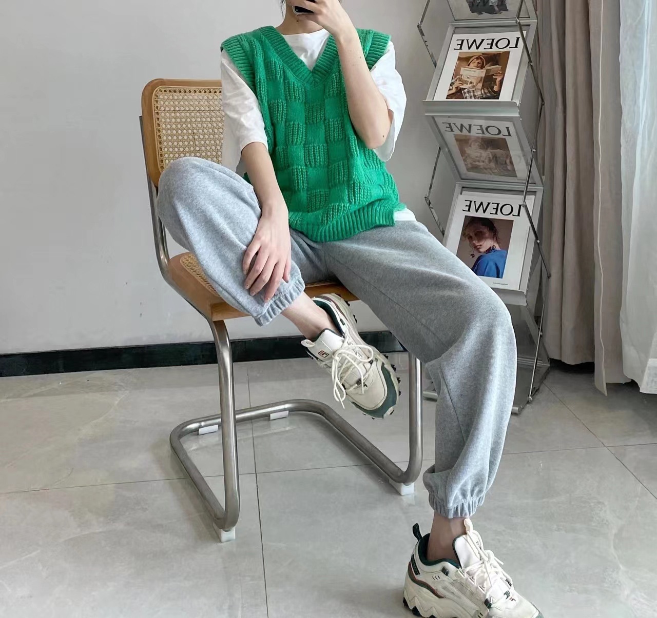 商品Fila|【享贝家】FILA 斐乐猫爪 绿色 男女同款（预售款，10天发货）1JM00801143,价格¥345,第3张图片详细描述