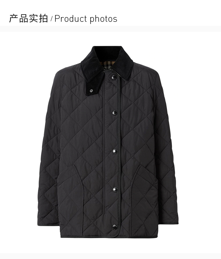 商品[国内直发] Burberry|Burberry 博柏利 女士黑色尼龙外套 8021751,价格¥7204,第4张图片详细描述