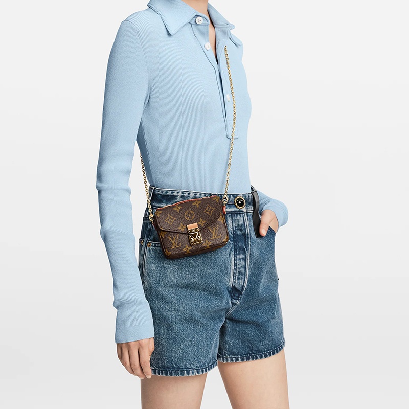 商品Louis Vuitton|【现货】路易威登 Pochette Micro Métis 女士棕色帆布老花牛皮金色五金扣链条肩带斜挎迷你包 M81267 ,价格¥13683,第6张图片详细描述