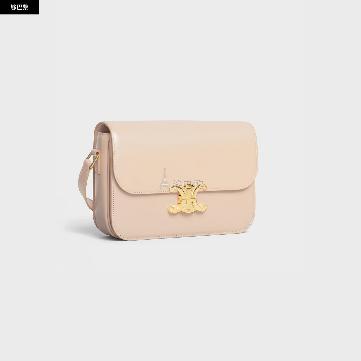 商品Celine|【预售】 赛琳 25春夏 女士 单肩包 TRIOMPHE中号亮泽牛皮革手袋 187363BF4.03ND ,价格¥30630,第4张图片详细描述