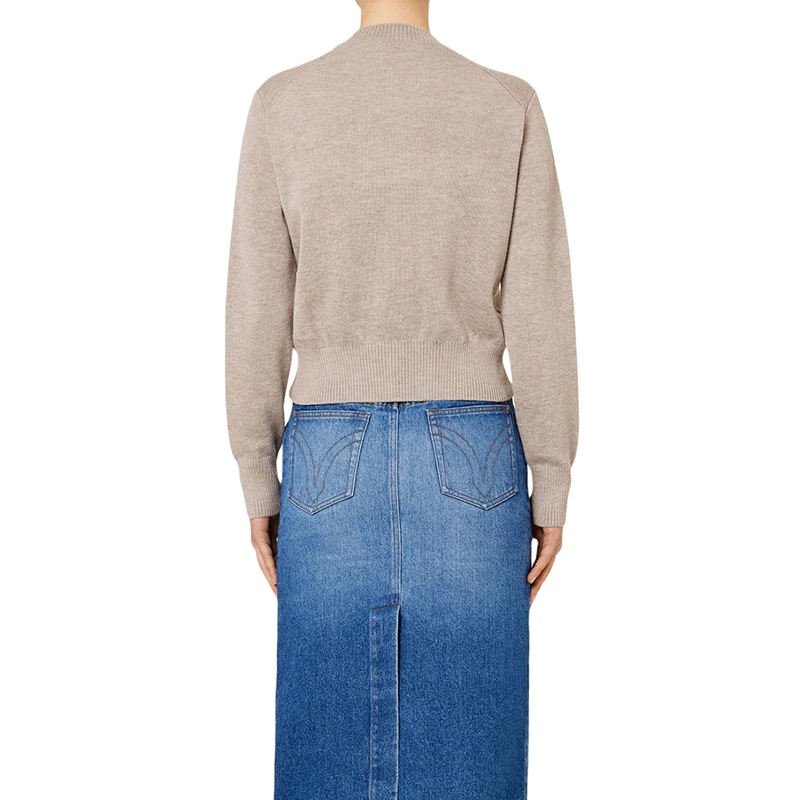 商品AMI|AMI PARIS Ami De Cœur系列 女士米色羊绒圆领长袖毛衣,价格¥2106,第3张图片详细描述