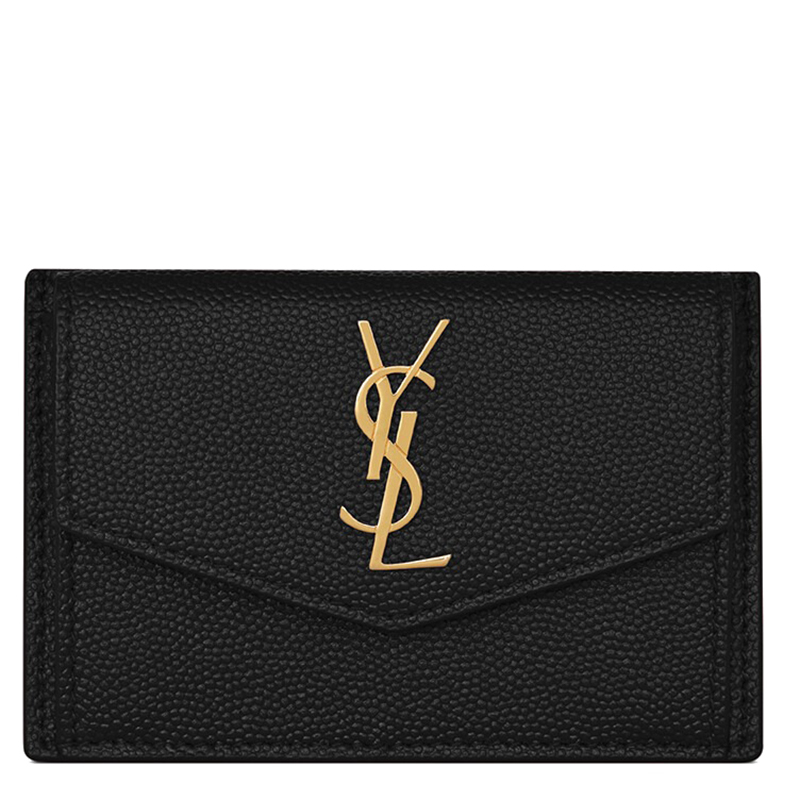 商品Yves Saint Laurent|SAINT LAURENT PARIS/圣罗兰 YSL 22新款UPTOWN系列 女士黑色粒面压纹皮革徽标金扣翻盖开合钱包卡包5823051GF0J1000,价格¥2550,第2张图片详细描述