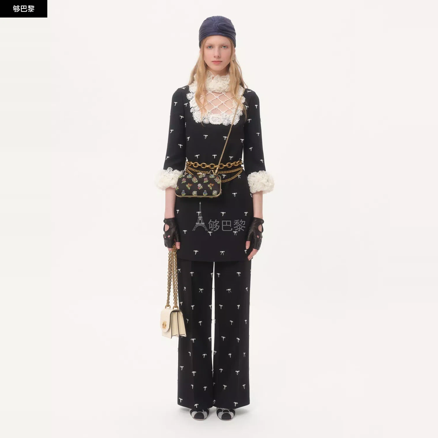 商品Valentino|【预售】 华伦天奴 25春夏 女士 连衣裙 ROBE COURTE BRODÉE EN CRÊPE COUTURE BVAEX81CF_0NA,价格¥54092,第5张图片详细描述
