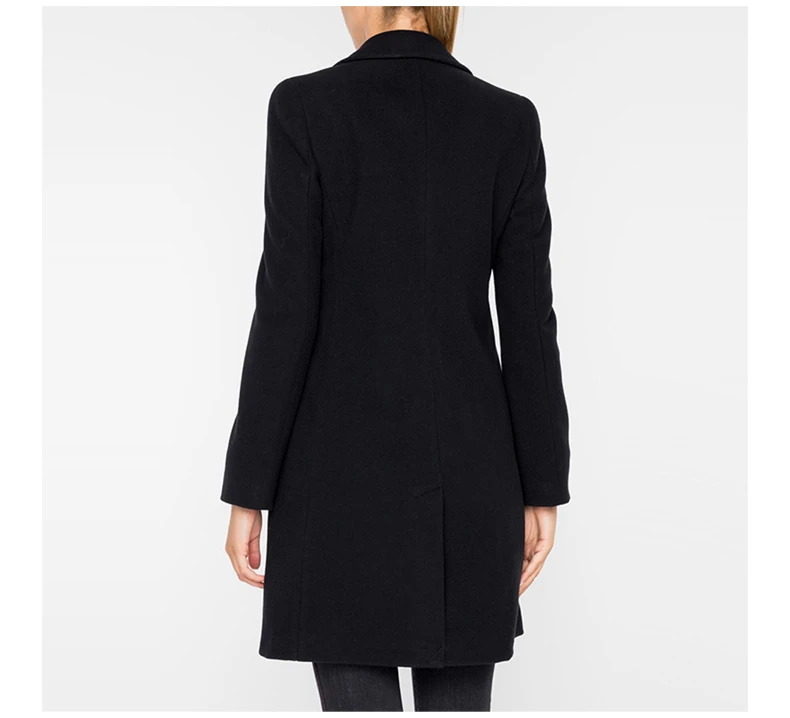 商品Emporio Armani|EMPORIO ARMANI 女士黑色羊毛翻领大衣 6G2L61-2N3IZ-0999,价格¥3135,第6张图片详细描述