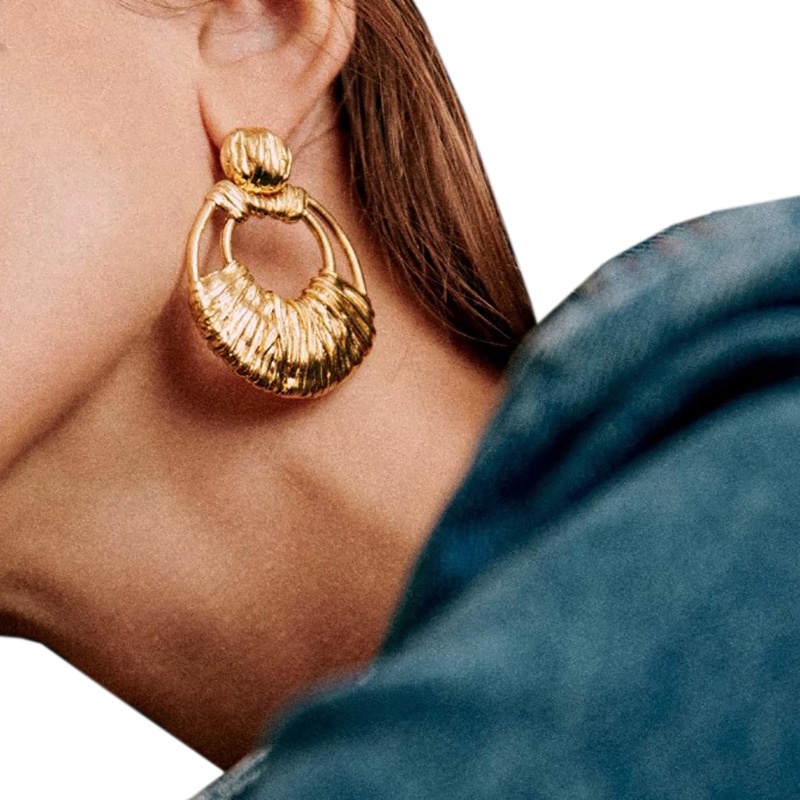 商品SEZANE| 女士金色镀金圆形耳环,价格¥982,第3张图片详细描述